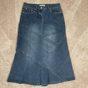 No Fuze Denim Maxi Skirt Womens 14 Blue Patchwork Y2K Modest Long Bohemian Nepal